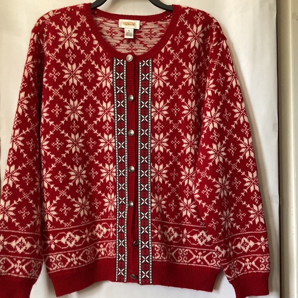 VTG Talbots Wool Cardigan Sweater Women M Metal Buttons Relaxed - Picture 1 of 3